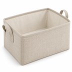 Natural Oat Medium Rectangular Fabric Storage Basket on a white background