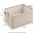 Natural Oat Medium Rectangular Fabric Storage Basket showing proposed dimensions