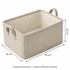 Natural Oat Large Rectangular Fabric Storage Basket showing proposed dimensions