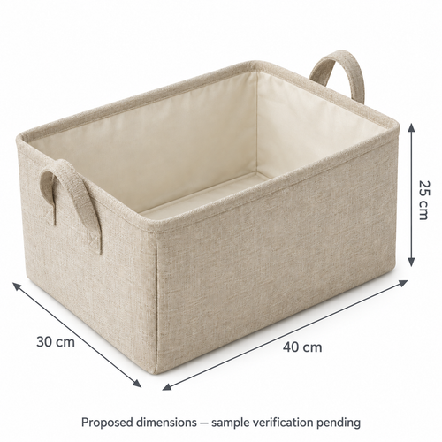 Natural Oat Large Rectangular Fabric Storage Basket showing proposed dimensions