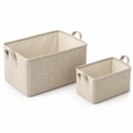 Natural Oat Mixed Size Set Fabric Storage Baskets, 2-Piece Set on a white background