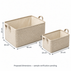 Natural Oat Mixed Size Set Fabric Storage Baskets, 2-Piece Set showing proposed dimensions