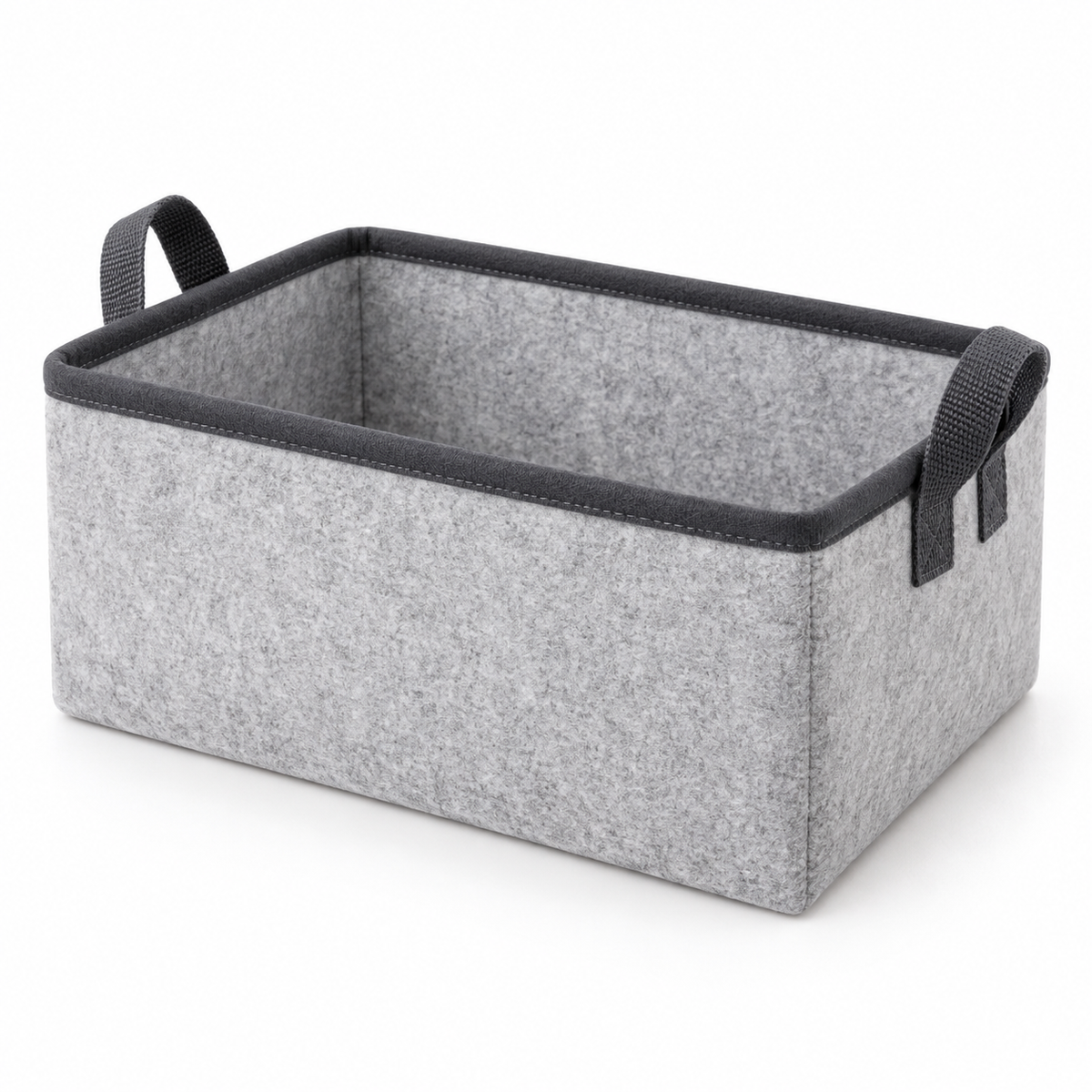 Slate Minimal Small Desktop Fabric Storage Basket on a white background