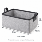 Slate Minimal Small Desktop Fabric Storage Basket showing proposed dimensions
