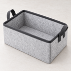 Slate Minimal Small Desktop Fabric Storage Basket showing fabric handles and open interior