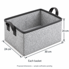 Slate Minimal Medium Shelf Fabric Storage Basket showing proposed dimensions