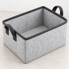 Slate Minimal Medium Shelf Fabric Storage Basket showing fabric handles and open interior
