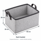 Slate Minimal Large Wardrobe Fabric Storage Basket showing proposed dimensions