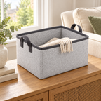 Slate Minimal Large Wardrobe Fabric Storage Basket in a home storage setting