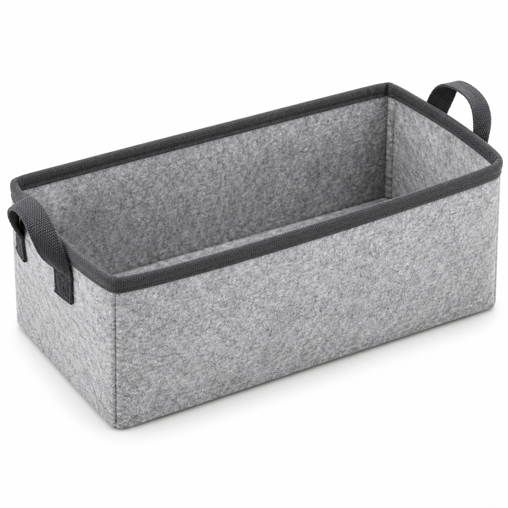 Slate Minimal Narrow Long Fabric Storage Basket on a white background