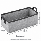 Slate Minimal Narrow Long Fabric Storage Basket showing proposed dimensions