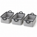 Slate Minimal Small Basket Trio Fabric Storage Baskets, 3-Piece Set on a white background