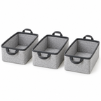 Slate Minimal Small Basket Trio Fabric Storage Baskets, 3-Piece Set on a white background