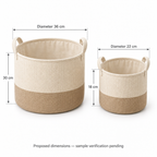 Soft Sand Mixed Size Set Fabric Storage Baskets, 2-Piece Set showing proposed dimensions
